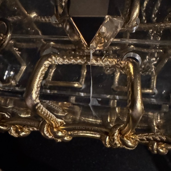 Clear Acrylic Box Clutch with Gold Chain Overlay - Picture 6 of 9